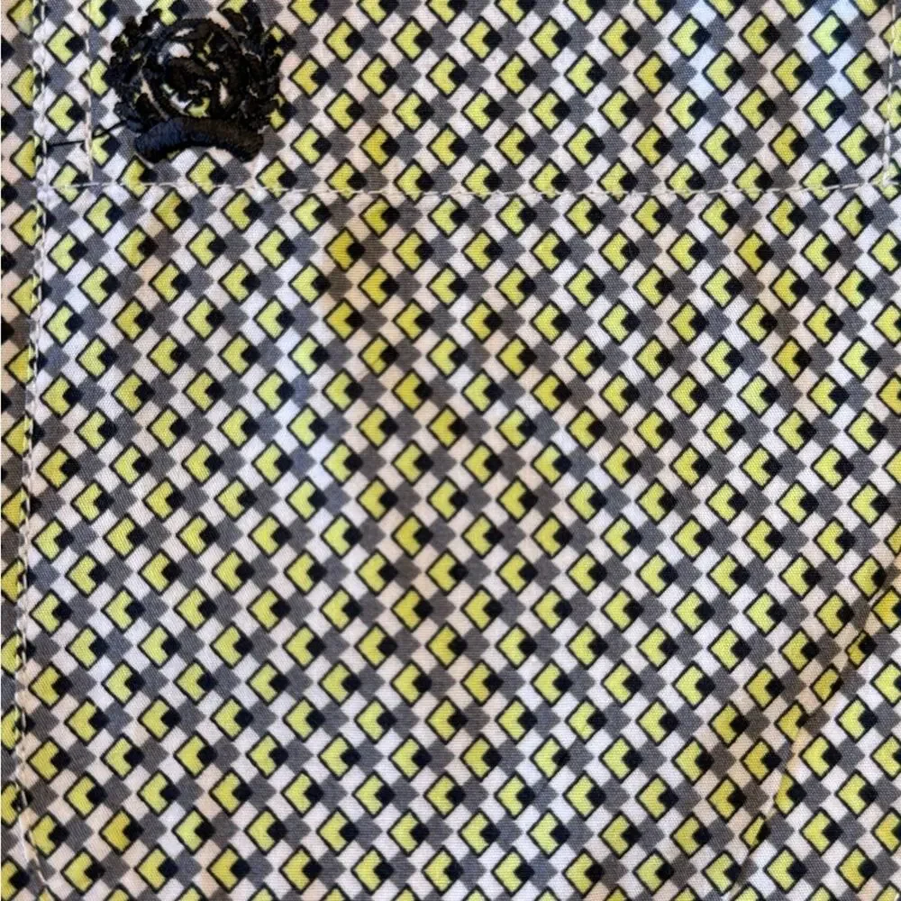 Cinch Youth XXL Yellow Black & Gray Geometric Button Down Short Sleeve Shirt